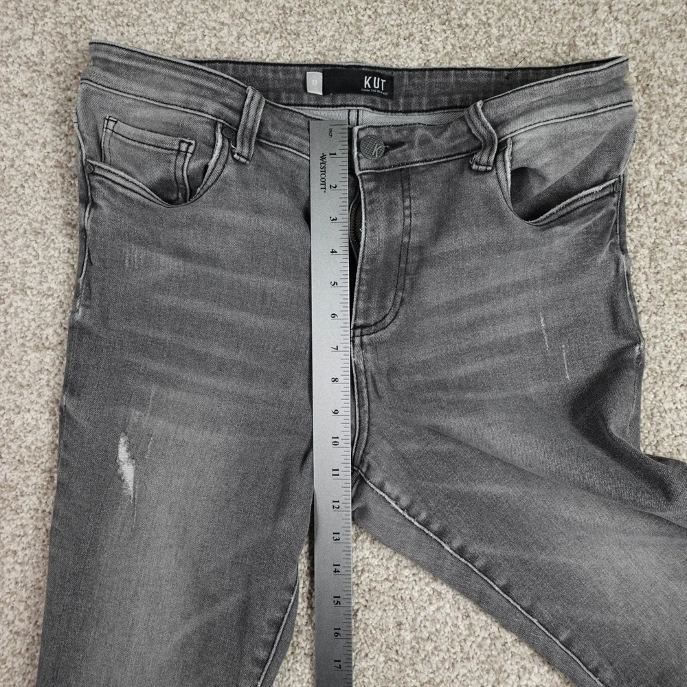 Kut from the Kloth Grey Distressed Skinny Jeans Frayed Hem Size‎ 12 KP1205MD9 - Picture 8 of 10